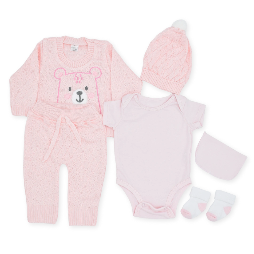 Set De Primer Día  Estampado Tejido Oso