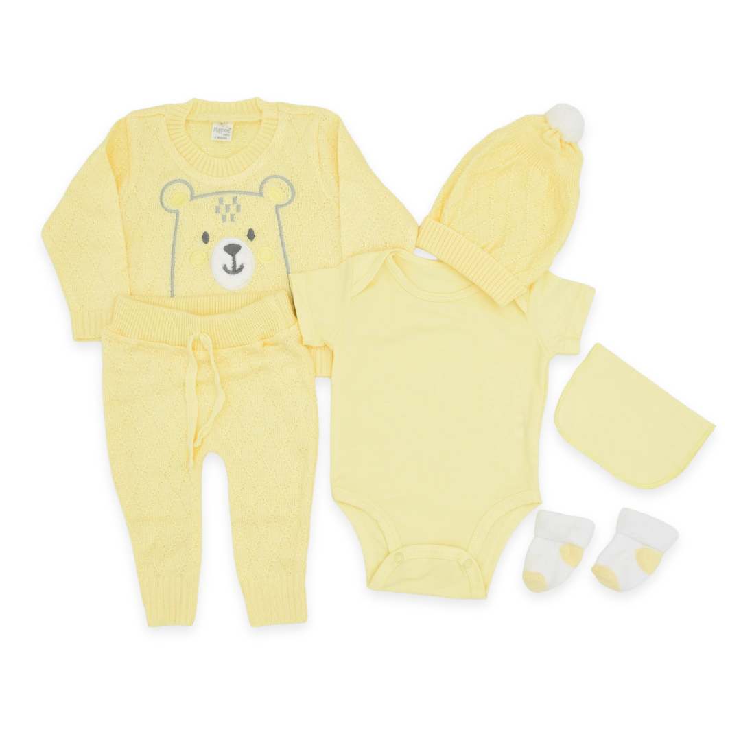 Set De Primer Día  Estampado Tejido Oso