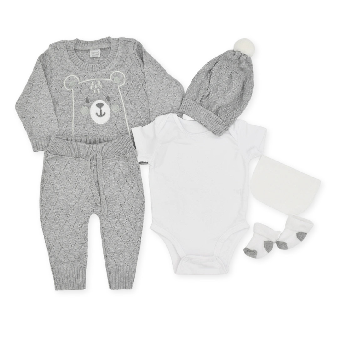 Set De Primer Día  Estampado Tejido Oso