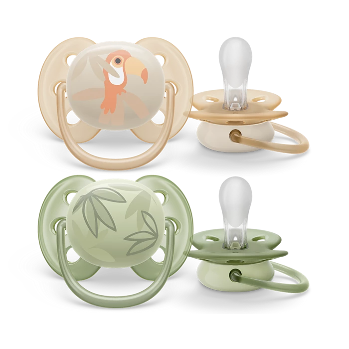 Chupo De Entretención Ultra Soft Avent Tucán-hoja Beige-Verde 0-6M+