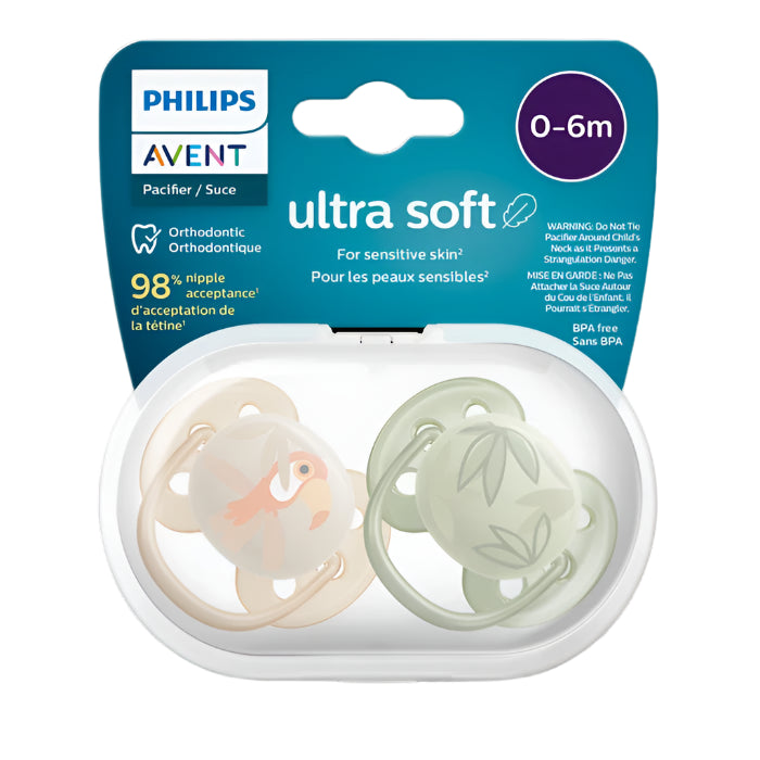 Chupo De Entretención Ultra Soft Avent Tucán-hoja Beige-Verde 0-6M+