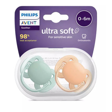 Chupo De Entretención Philips Avent Ultra Soft Avent Verde-Mostaza 0-6 M+