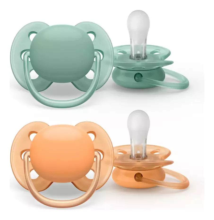 Chupo De Entretención Philips Avent Ultra Soft Avent Verde-Mostaza 0-6 M+
