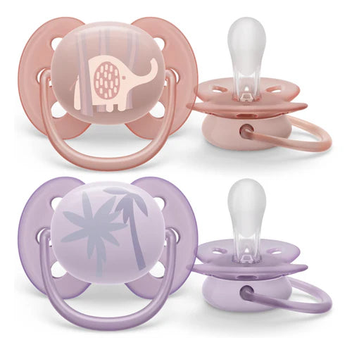 Chupo De Entretención Ultra Soft Avent Elefante-palmera - Violeta-Rosa 0-6M+