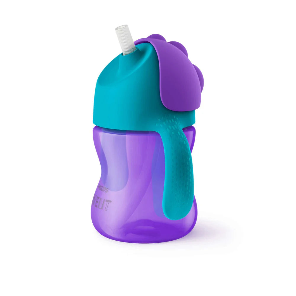 Vaso Pitillo Avent Niña 7oz  Violeta-Verde Liso