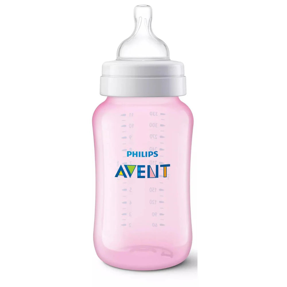 Tetero Válvula Anticólicos Avent  3 meses+ 11Oz Rosado