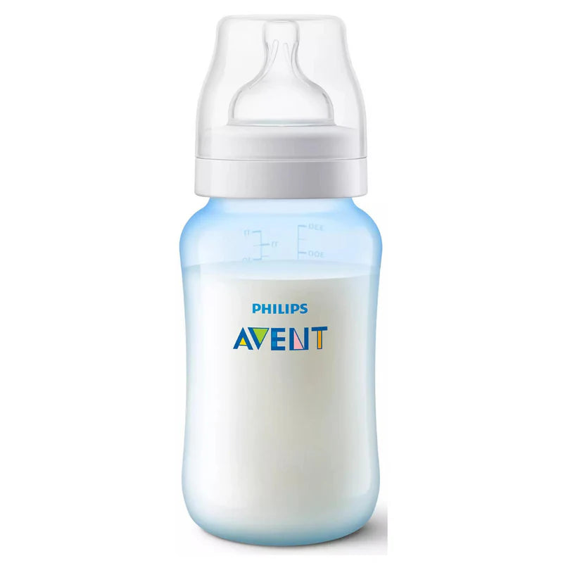 Tetero Válvula Anticólicos Avent 3 meses+ 11Oz Azul